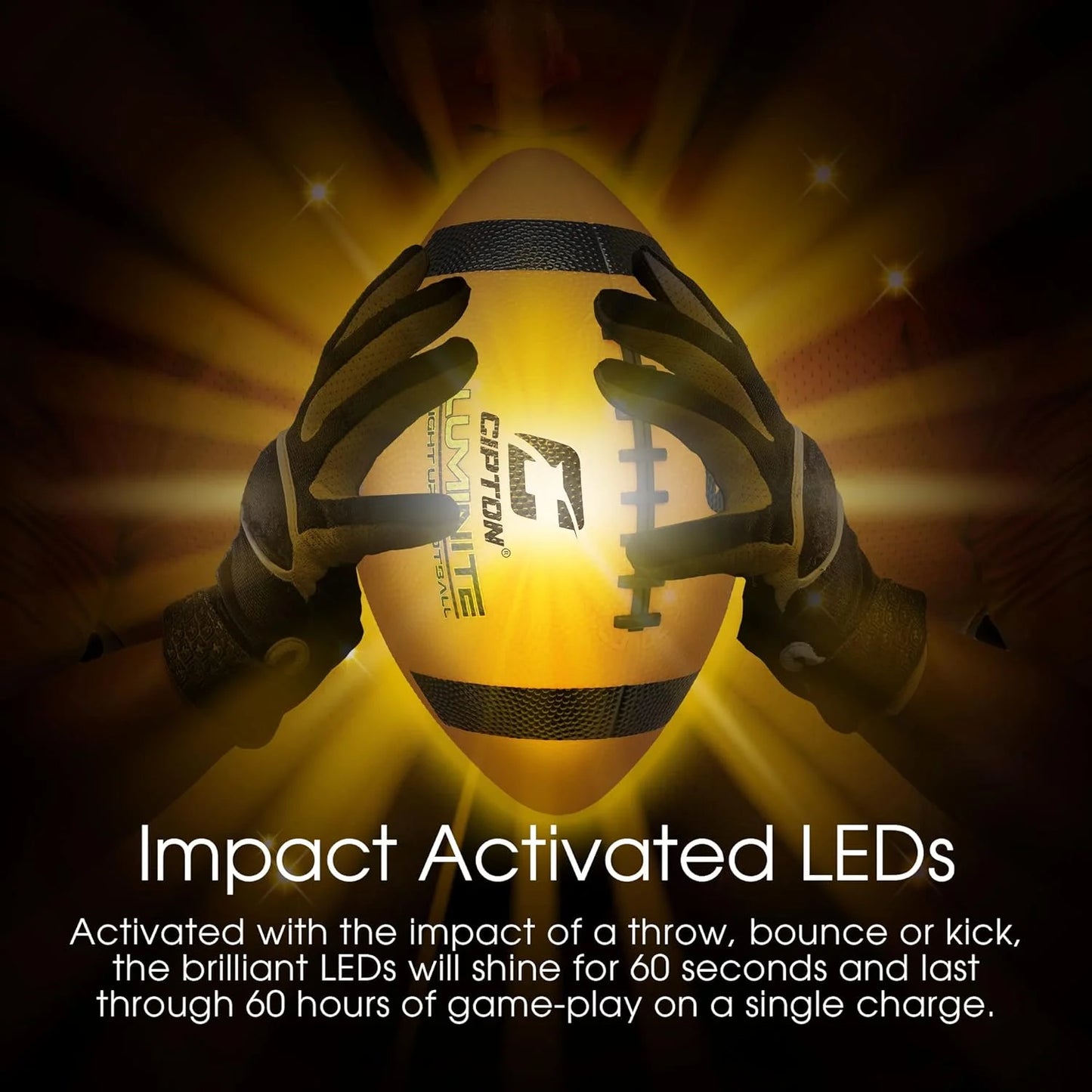 LED Light up Football, Glow in the Dark, Junior Size, Glow in the Dark for Night Play