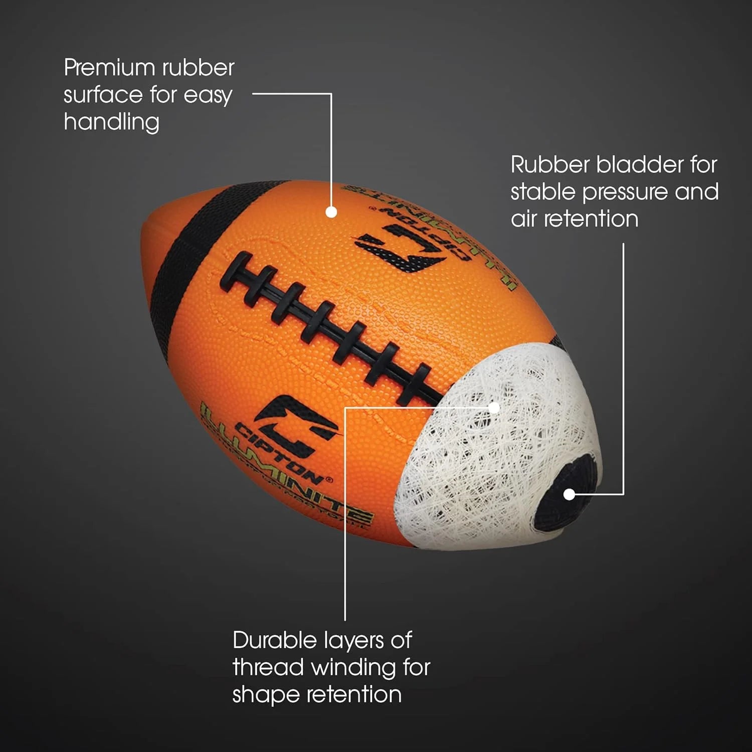 LED Light up Football, Glow in the Dark, Junior Size, Glow in the Dark for Night Play