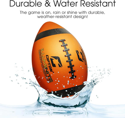 LED Light up Football, Glow in the Dark, Junior Size, Glow in the Dark for Night Play